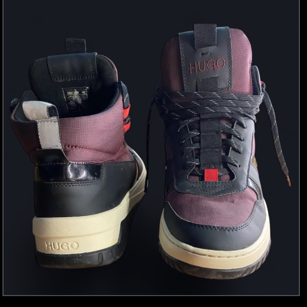 HUGO Kilian Hito mixed-material trainers. Hightop trainers with rubberised trim!